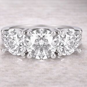 3.5tcw 3 Stone D, VVS1 Moissanite Ring